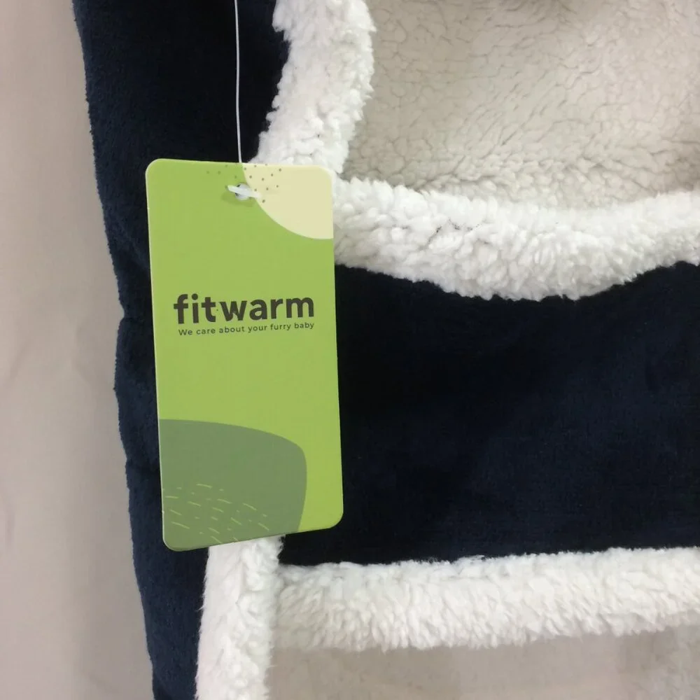 NEW Fitwarm Dog Coat Fleece Sherpa Hooded Blanket Coat Blue Size XL